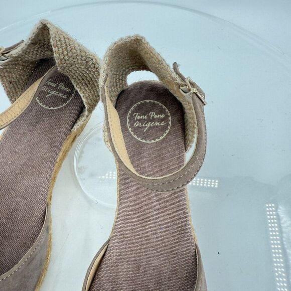 Toni Pons Llivia Platform Wedge Ankle Strap Size 39 8 Brown Leather Sandals - Picture 3 of 9